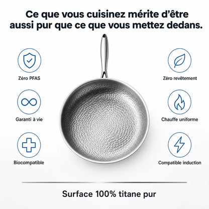 Poêle martelée en titane pur