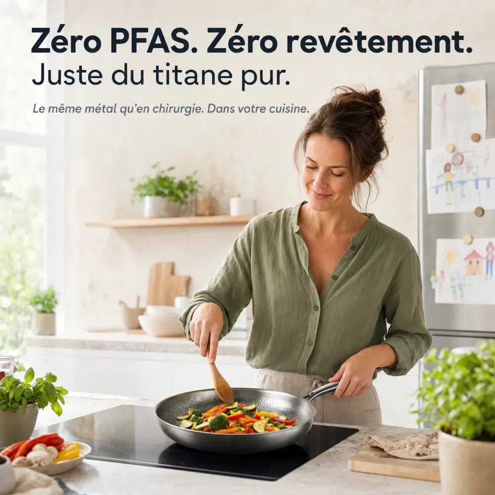 Poêle martelée en titane pur