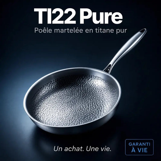 Poêle martelée en titane pur