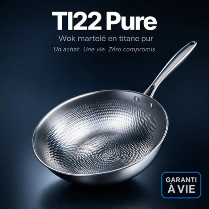Wok martelé en titane pur