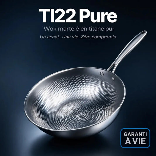 Wok martelé en titane pur