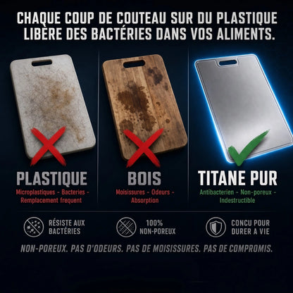 Planche à découper en titane (antimicrobienne)