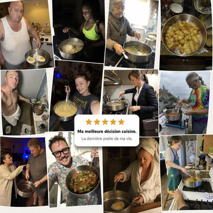 Poêle profonde martelée en titane pur